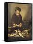 A Fishmonger Holding a Pike, with Bream, Perch and Other Fish on a Ledge-Pieter de Putter-Framed Stretched Canvas