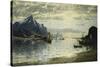 A Fjord Scene with Sailing Vessels-Normann Adelsteen-Stretched Canvas