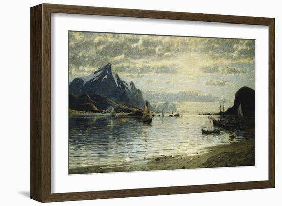A Fjord Scene with Sailing Vessels-Normann Adelsteen-Framed Giclee Print