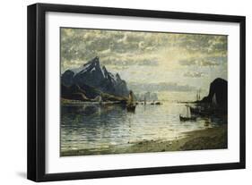 A Fjord Scene with Sailing Vessels-Normann Adelsteen-Framed Giclee Print