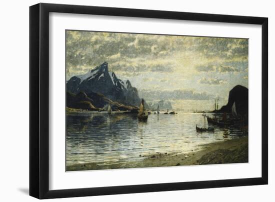 A Fjord Scene with Sailing Vessels-Normann Adelsteen-Framed Giclee Print