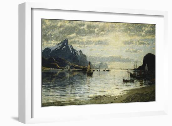 A Fjord Scene with Sailing Vessels-Normann Adelsteen-Framed Giclee Print