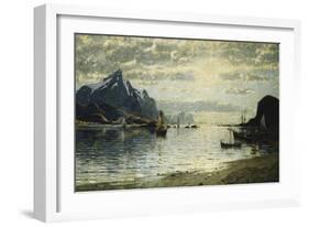 A Fjord Scene with Sailing Vessels-Normann Adelsteen-Framed Giclee Print