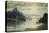 A Fjord Scene with Sailing Vessels-Normann Adelsteen-Stretched Canvas