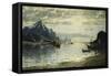 A Fjord Scene with Sailing Vessels-Adelsteen Normann-Framed Stretched Canvas