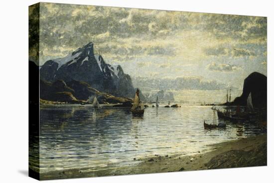 A Fjord Scene with Sailing Vessels-Adelsteen Normann-Stretched Canvas