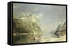 A Fjord Scene-Adelsteen Normann-Framed Stretched Canvas