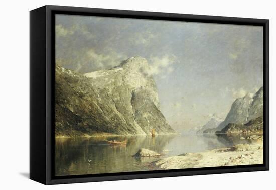 A Fjord Scene-Adelsteen Normann-Framed Stretched Canvas