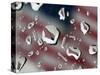 A Flag at a Lawrence, Kan., Restaurant is Refracted in Rain Drops on a Car Window-null-Stretched Canvas