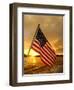 A Flag Waves Over Pearl Harbor as Dawn Breaks-null-Framed Photographic Print