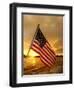 A Flag Waves Over Pearl Harbor as Dawn Breaks-null-Framed Photographic Print