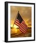 A Flag Waves Over Pearl Harbor as Dawn Breaks-null-Framed Photographic Print