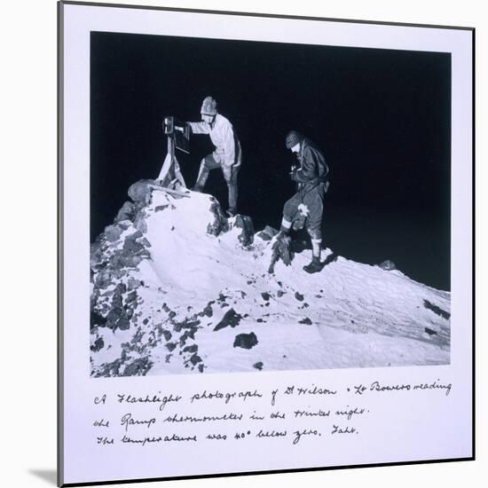 A Flashlight Photograph of Dr Wilson and Lt Bowers Reading the Ramp Thermometer-Herbert Ponting-Mounted Giclee Print