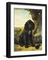 A Flat-Coated Retriever by a Tree-Henriette Ronner-Knip-Framed Giclee Print