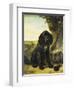 A Flat-Coated Retriever by a Tree-Henriette Ronner-Knip-Framed Premium Giclee Print