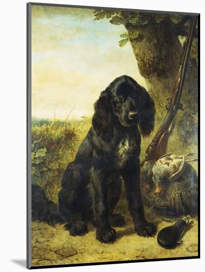 A Flat-Coated Retriever by a Tree-Henriette Ronner-Knip-Mounted Premium Giclee Print