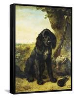 A Flat-Coated Retriever by a Tree-Henriette Ronner-Knip-Framed Stretched Canvas