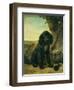 A flat coated Retriever by a tree-Henriette Ronner-Knip-Framed Giclee Print