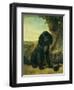 A flat coated Retriever by a tree-Henriette Ronner-Knip-Framed Giclee Print