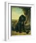 A flat coated Retriever by a tree-Henriette Ronner-Knip-Framed Giclee Print