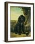 A flat coated Retriever by a tree-Henriette Ronner-Knip-Framed Giclee Print