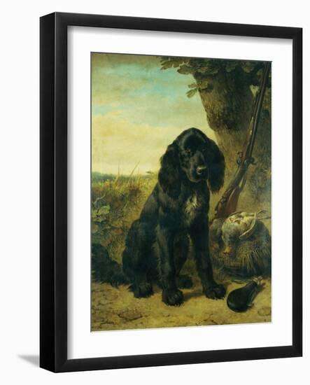 A flat coated Retriever by a tree-Henriette Ronner-Knip-Framed Giclee Print