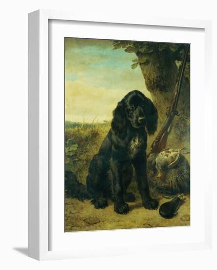 A flat coated Retriever by a tree-Henriette Ronner-Knip-Framed Giclee Print