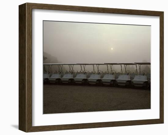 A Fleet of Golf Carts-null-Framed Premium Photographic Print