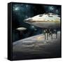 A Fleet of Massive Spaceships Take Position over Earth for a Coming Invasion-Stocktrek Images-Framed Stretched Canvas