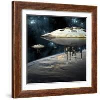 A Fleet of Massive Spaceships Take Position over Earth for a Coming Invasion-Stocktrek Images-Framed Art Print