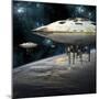 A Fleet of Massive Spaceships Take Position over Earth for a Coming Invasion-Stocktrek Images-Mounted Art Print