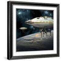 A Fleet of Massive Spaceships Take Position over Earth for a Coming Invasion-Stocktrek Images-Framed Art Print
