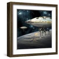 A Fleet of Massive Spaceships Take Position over Earth for a Coming Invasion-Stocktrek Images-Framed Art Print