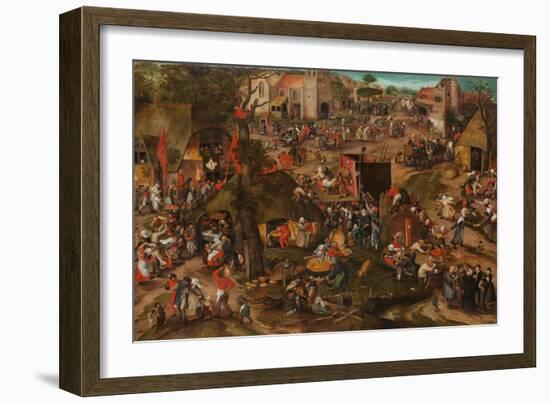 A Flemish Kermis with a Performance of the Farce ‘Een cluyte van Plaeyerwater’, c. 1570-Pieter Balten-Framed Giclee Print