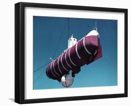 A Floating Crane Lifting a Bathyscaph-null-Framed Photographic Print