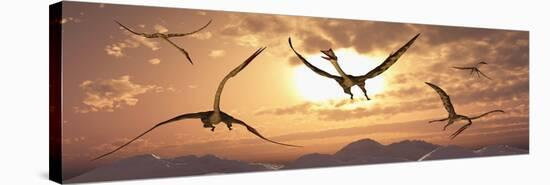 A Flock of Giant Quetzalcoatlus During the Cretaceous Period-Stocktrek Images-Stretched Canvas