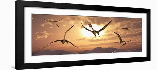 A Flock of Giant Quetzalcoatlus During the Cretaceous Period-Stocktrek Images-Framed Art Print