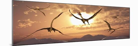 A Flock of Giant Quetzalcoatlus During the Cretaceous Period-Stocktrek Images-Mounted Art Print