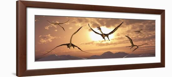 A Flock of Giant Quetzalcoatlus During the Cretaceous Period-Stocktrek Images-Framed Art Print