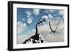 A Flock of Pteranodons Flying on a Sunny Cretaceous Day-null-Framed Art Print