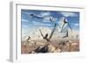 A Flock of Thalassodromeus Pterosaurs During Earth's Cretaceous Period-Stocktrek Images-Framed Art Print