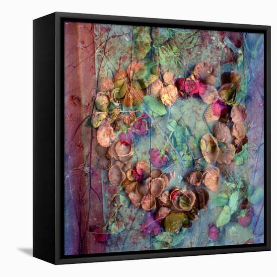 A Floral Montage of Roses and Seashells on a Book-Alaya Gadeh-Framed Stretched Canvas