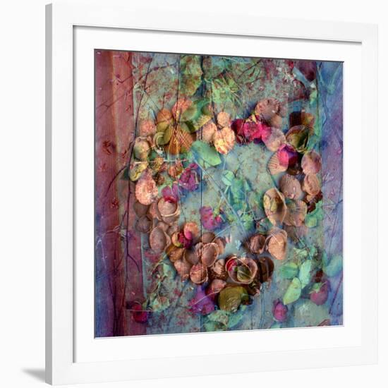 A Floral Montage of Roses and Seashells on a Book-Alaya Gadeh-Framed Photographic Print