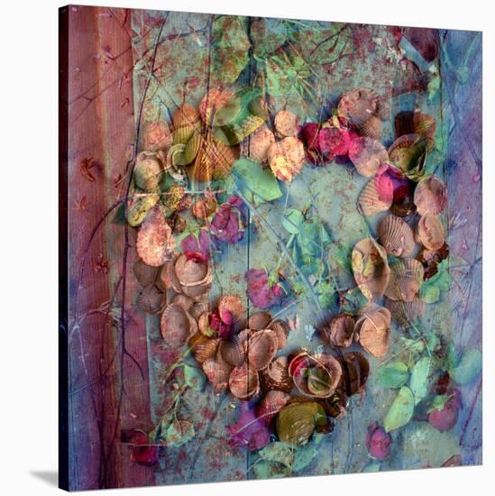 A Floral Montage of Roses and Seashells on a Book-Alaya Gadeh-Stretched Canvas