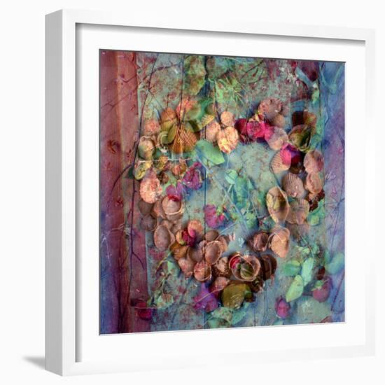 A Floral Montage of Roses and Seashells on a Book-Alaya Gadeh-Framed Photographic Print