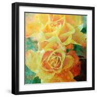 A Floral Montage of Yellow Roses and Ornamental Texture, Photograph, Layer Work-Alaya Gadeh-Framed Photographic Print