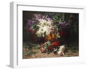 A Floral Still Life in a Wooded Landscape, 1870-Arnold Boonen-Framed Giclee Print