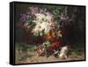 A Floral Still Life in a Wooded Landscape, 1870-Arnold Boonen-Framed Stretched Canvas