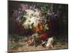 A Floral Still Life in a Wooded Landscape, 1870-Arnold Boonen-Mounted Giclee Print
