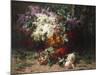 A Floral Still Life in a Wooded Landscape, 1870-Arnold Boonen-Mounted Giclee Print